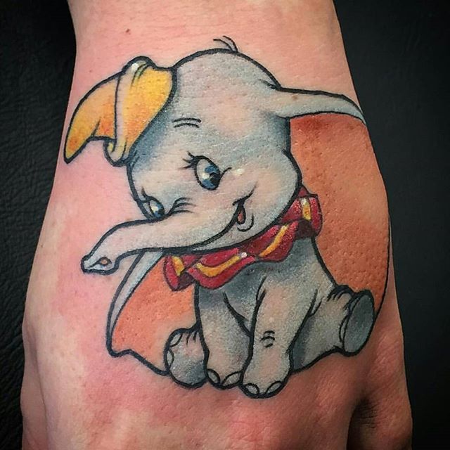 Cool Dumbo Tattoo On Hand