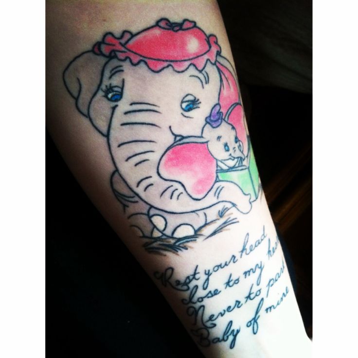 Cool Dumbo With Mother Tattoo Design For Sleeve