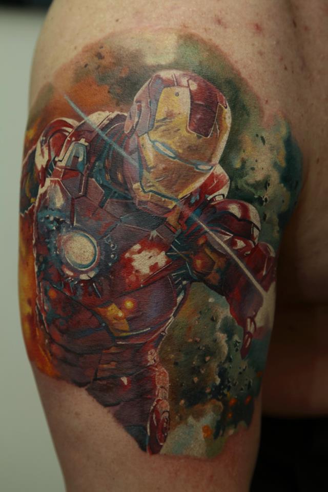 Cool Iron Man Tattoo Design For Half Sleeve By Dmitriy Samohin