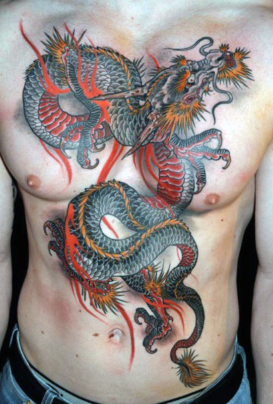Cool Traditional Chinese Dragon Tattoo On Man Full Body
