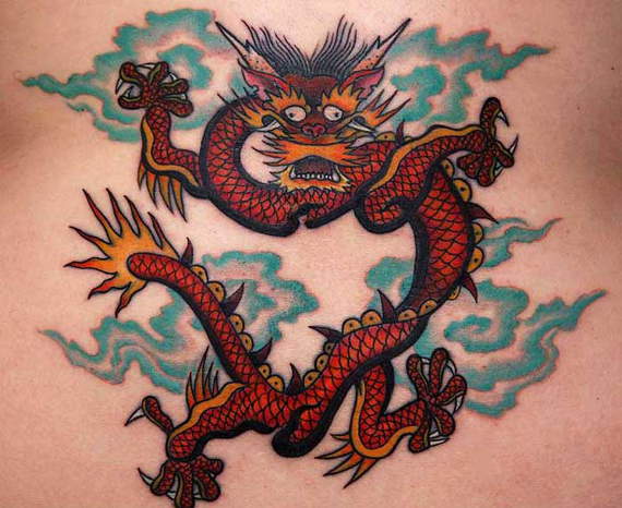 Cool Traditional Dragon Tattoo Design