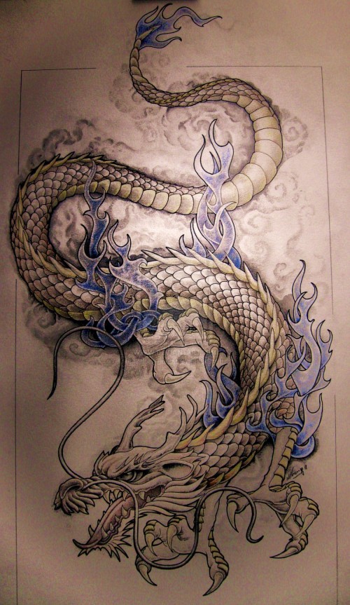 Cool Traditional Dragon Tattoo Design
