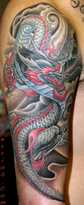 Cool Traditional Dragon Tattoo On Man Right Half Sleeve
