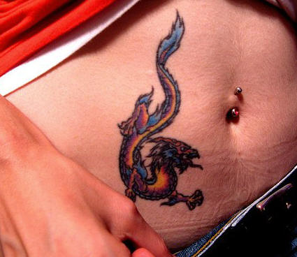 Cool Traditional Dragon Tattoo On Man Stomach