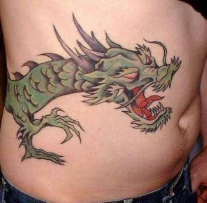 Cool Traditional Dragon Tattoo On Stomach