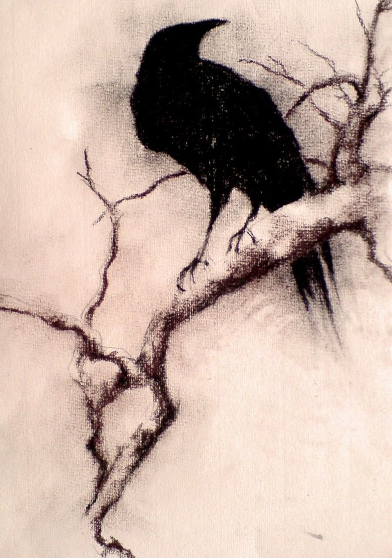 Crow On Tree Without Leaves Tattoo