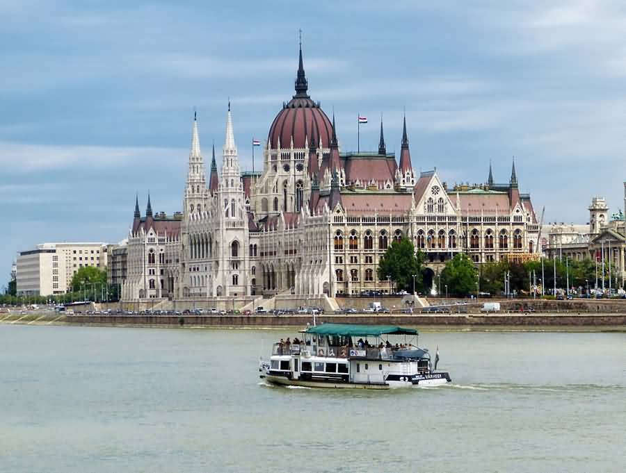 Cruise In Danube River In Front Of Hungarian Parliament Building