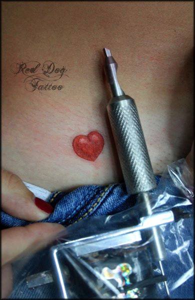 Cute Red Ink Heart Tattoo Design