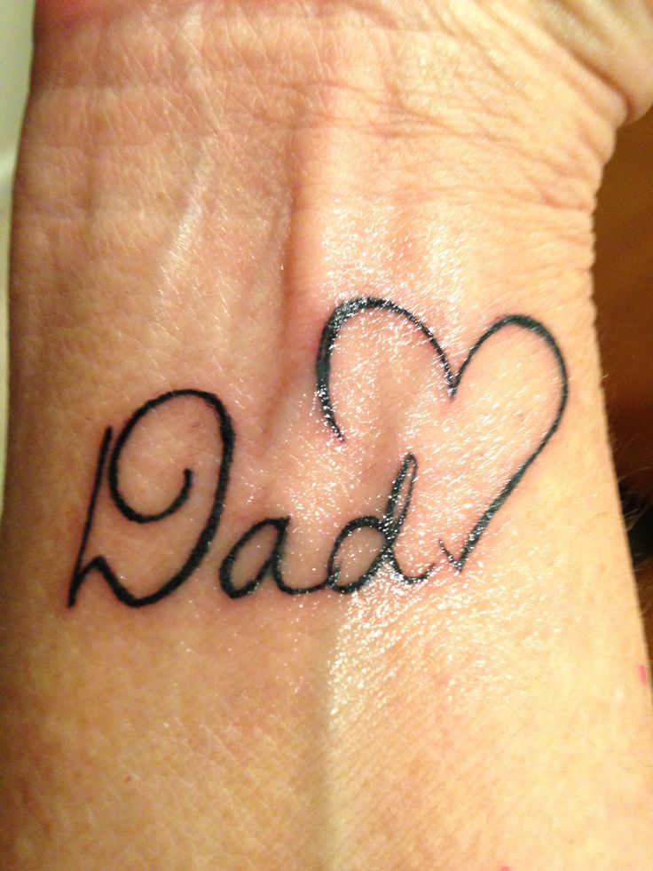 Dad With Small Heart Memorial Tattoo On Wrist