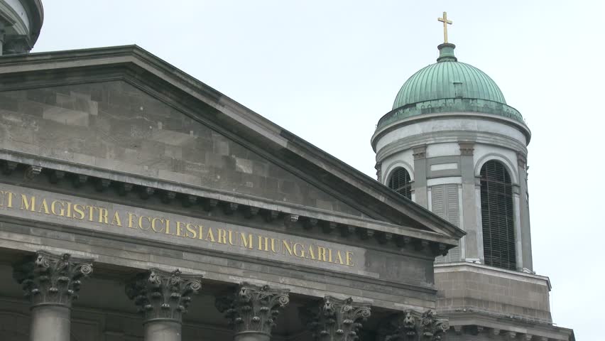 Dome And Front Facade Of The Esztergom Basilica