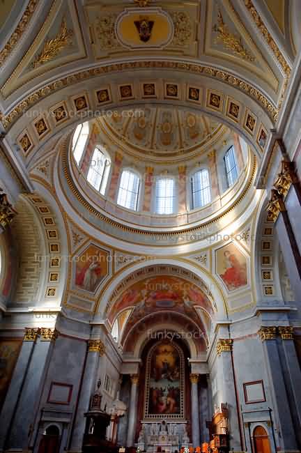 Dome Inside The Esztergom Basilica In Hungary