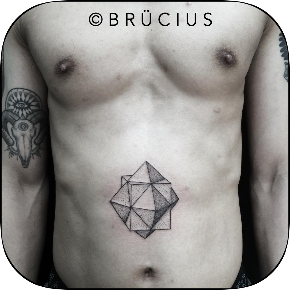 Dotwork Geometric Tattoo On Man Stomach By Brucius