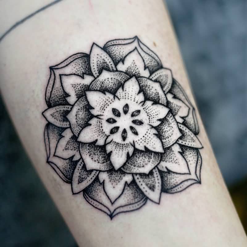 Dotwork Mandala Flower Tattoo Idea