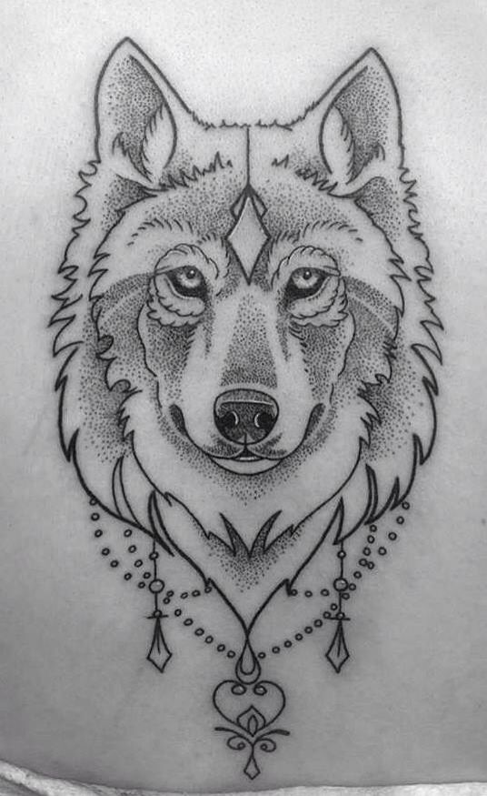 Dotwork Mandala Wolf Tattoo Idea