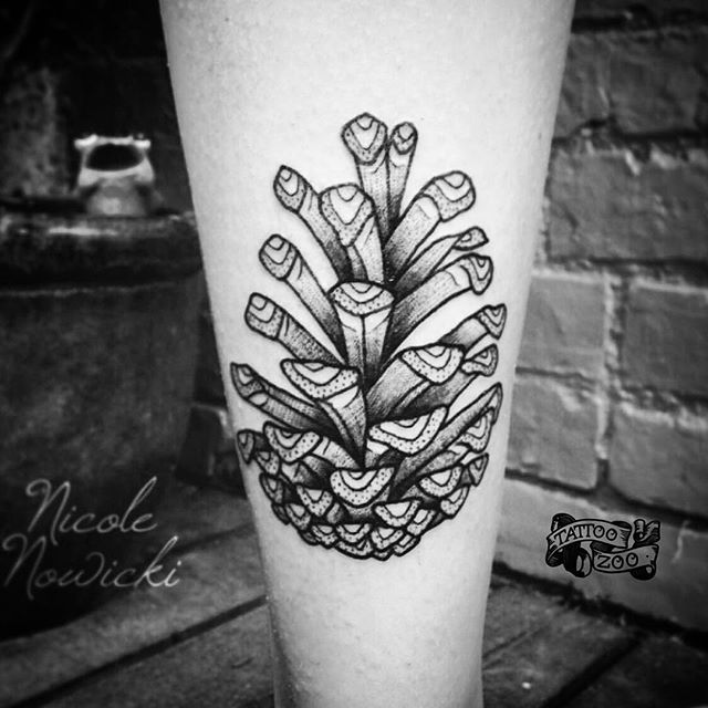 Dotwork Pine Cone Tattoo On Forearm