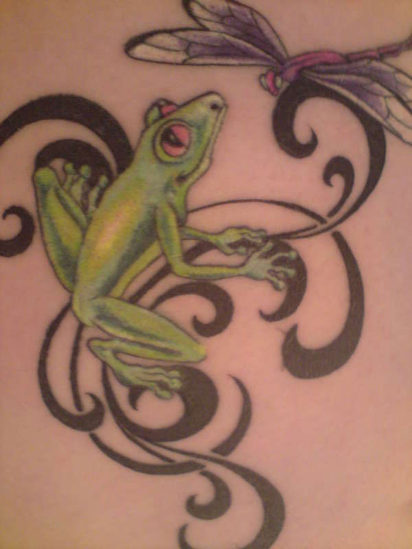 Dragonfly And Frog Tattoo Idea