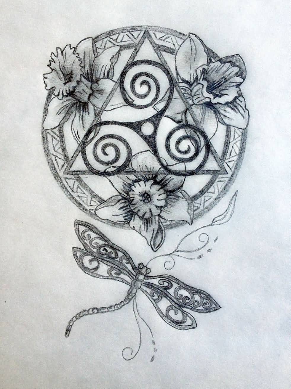 Dragonfly And Mandala Tattoo Design