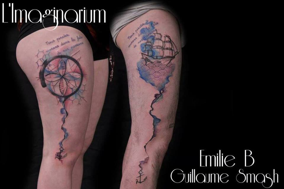 Dreamcatcher Tattoo On Right Side Thigh by Emilie B