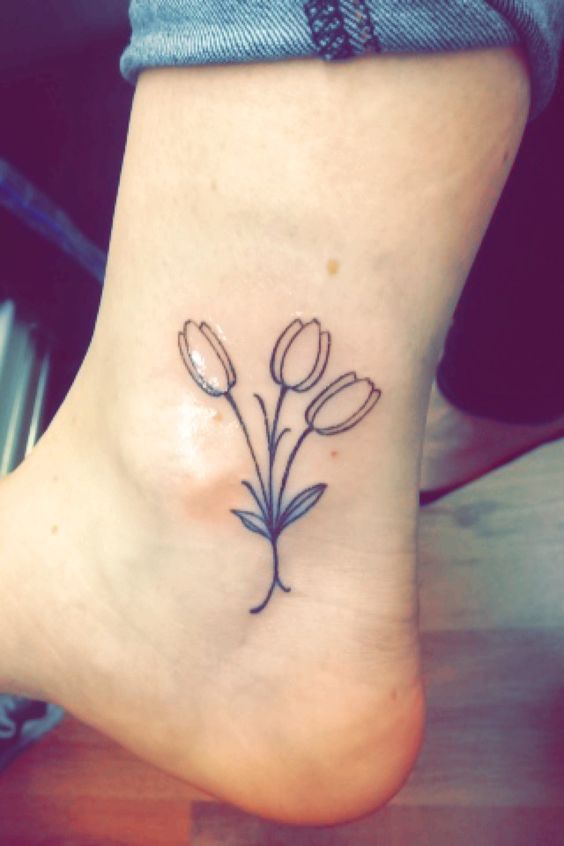 Dutch Tulip Tattoos On Ankle