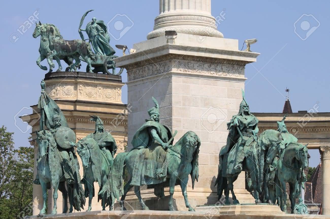 Equestrian Statues Of The Hungarian Chieftains In Heroes Square