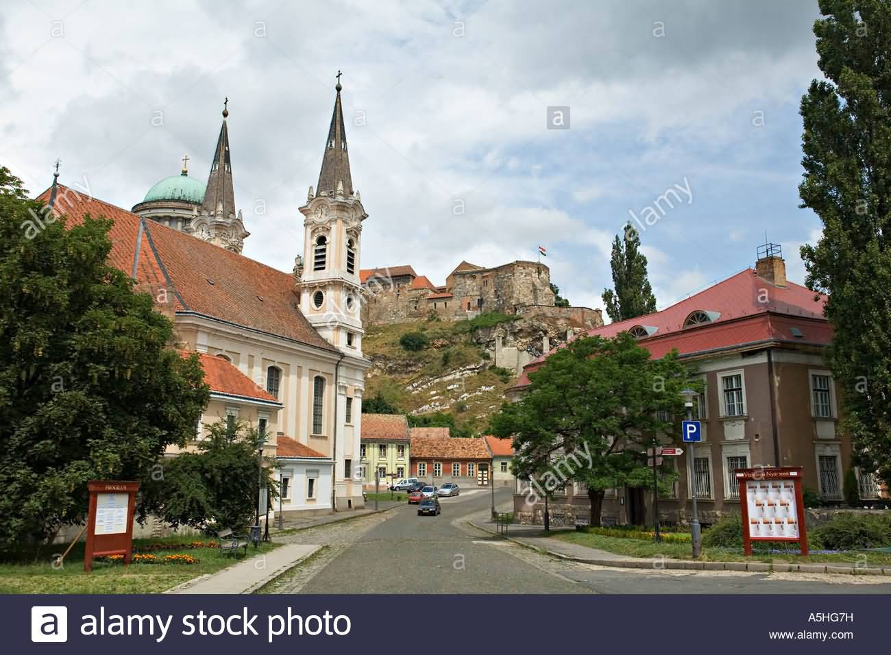 Esztergom Basilica And Dome Rise Above Buildings Below Castle Hill