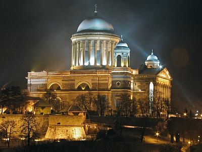 Esztergom Basilica Lit Up At Night