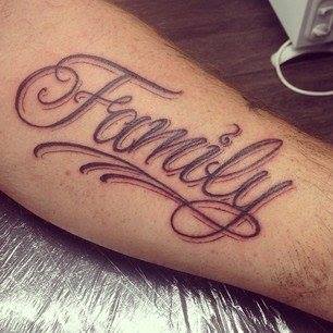 Family Lettering Tattoo Design For Sleeve