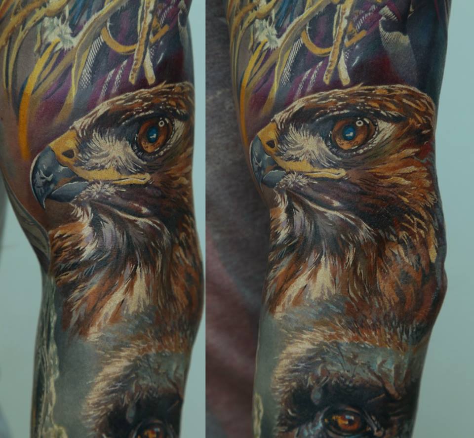 Fantastic Eagle Tattoo Design For Sleeve By Dmitriy Samohin