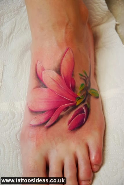 Fantastic Geranium Flower Tattoo On Left Foot
