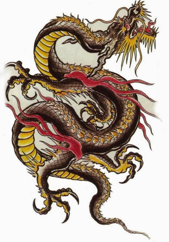 Fantastic Traditional Dragon Tattoo Design