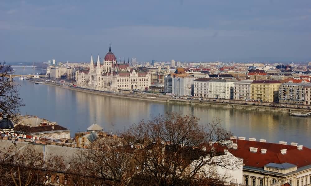 Far View Of Buda Castle And Danube River