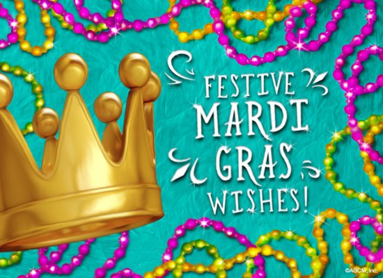Festive Mardi Gras Wishes Card