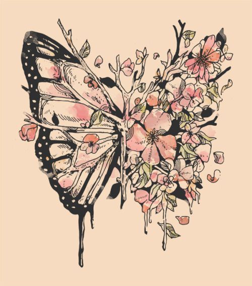 Floral Butterfly Tattoo Design