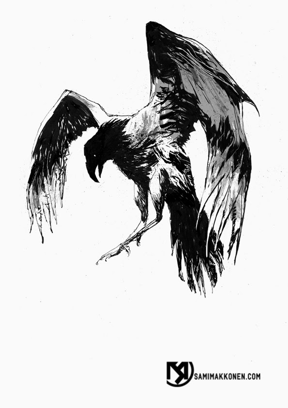 Flying Crow Tattoo Design Sample