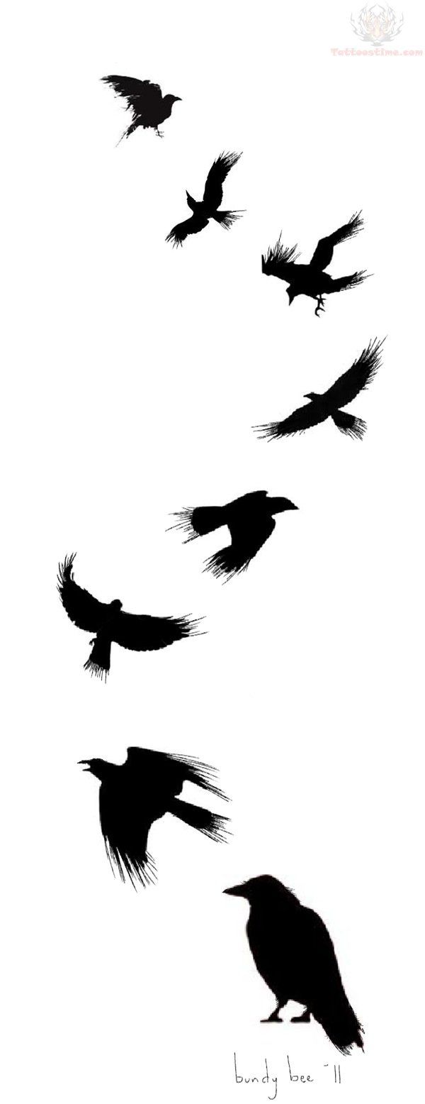 Flying Crow Tattoos Designs