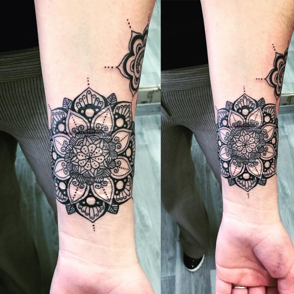 Forearm Mandala Flower Tattoo For Girls