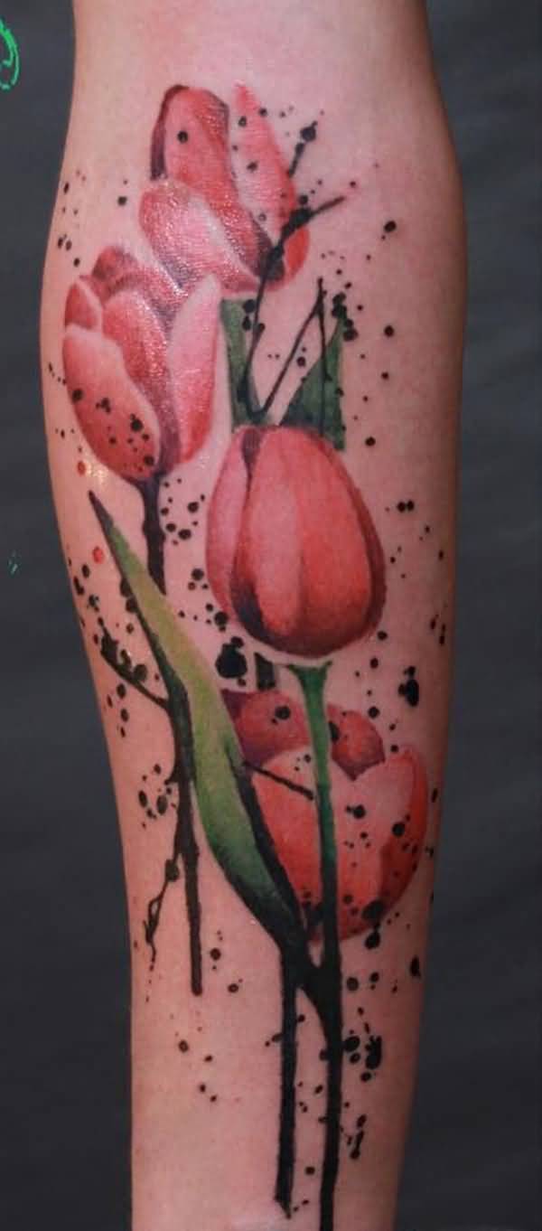 Forearm Tulip Tattoo Idea