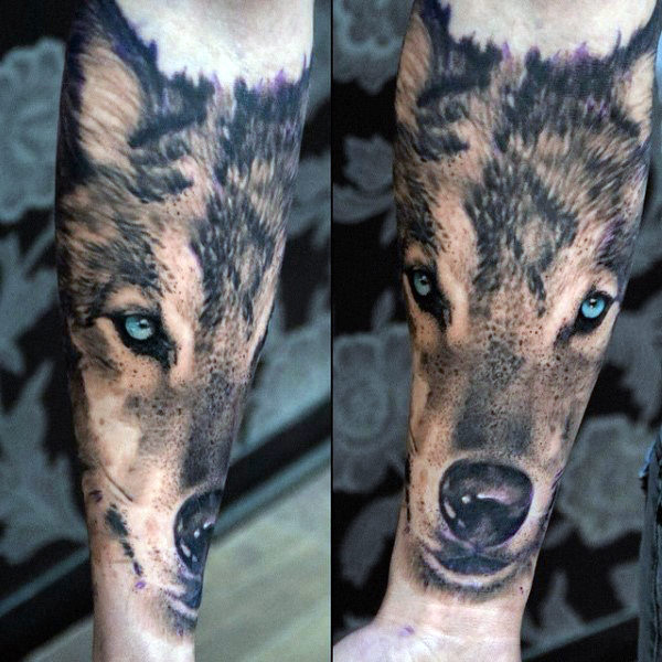Forearm Wolf Head Tattoo Idea