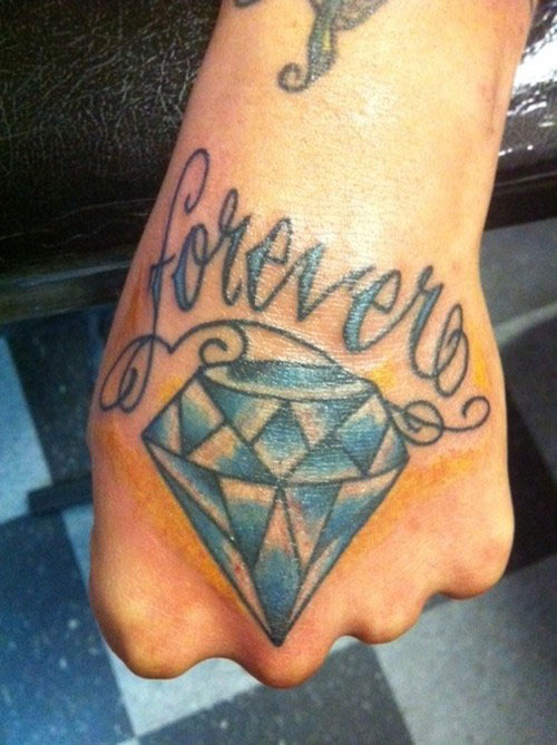 Forever Diamond Tattoo On Left Hand