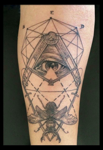 Geometric Eye With Beetle Tattoo Design For Sleeve By Brucius