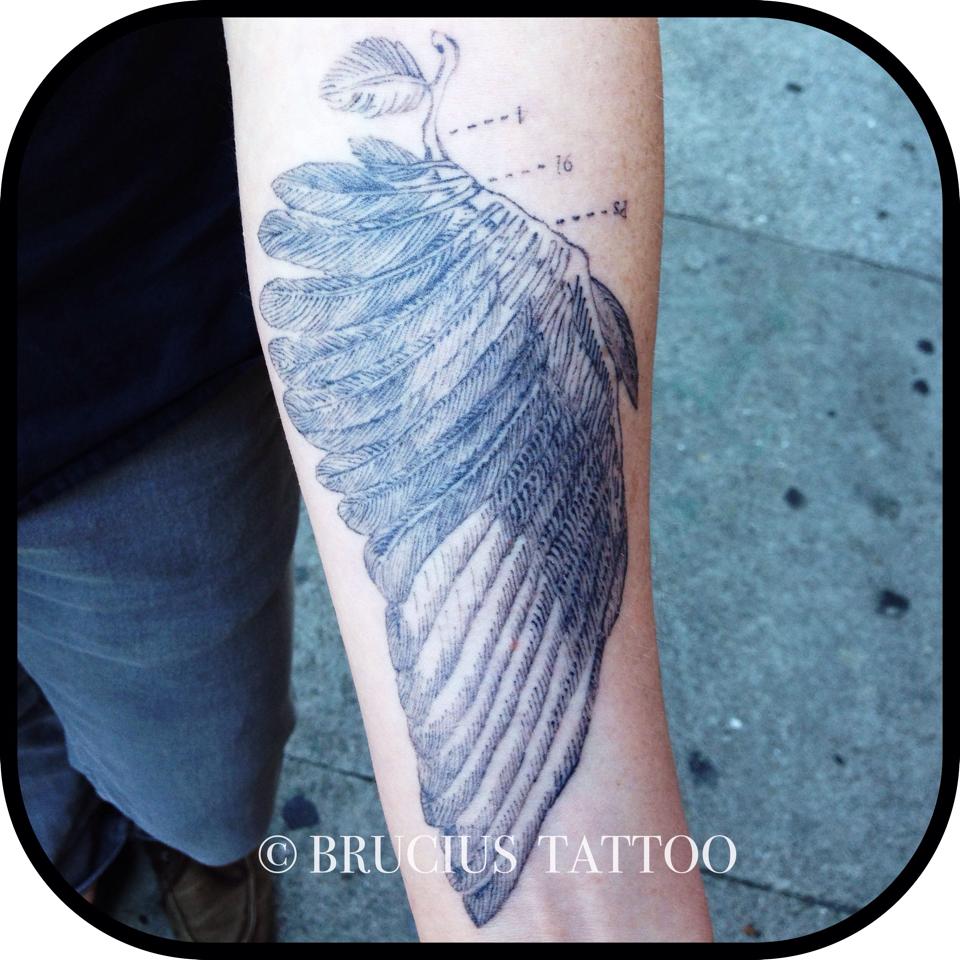 Geometric Wing Tattoo On Left Forearm By Brucius