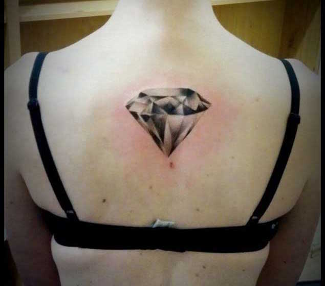 Girl Upper Back Diamond Tattoo