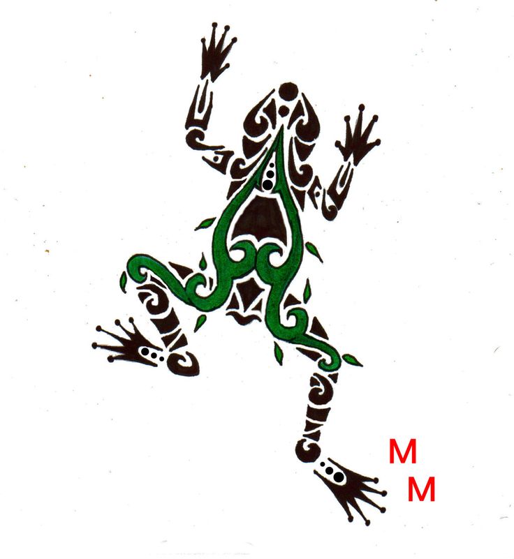 Green And Black Frog Tattoo Design