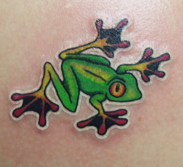 Green Frog Tattoo Idea