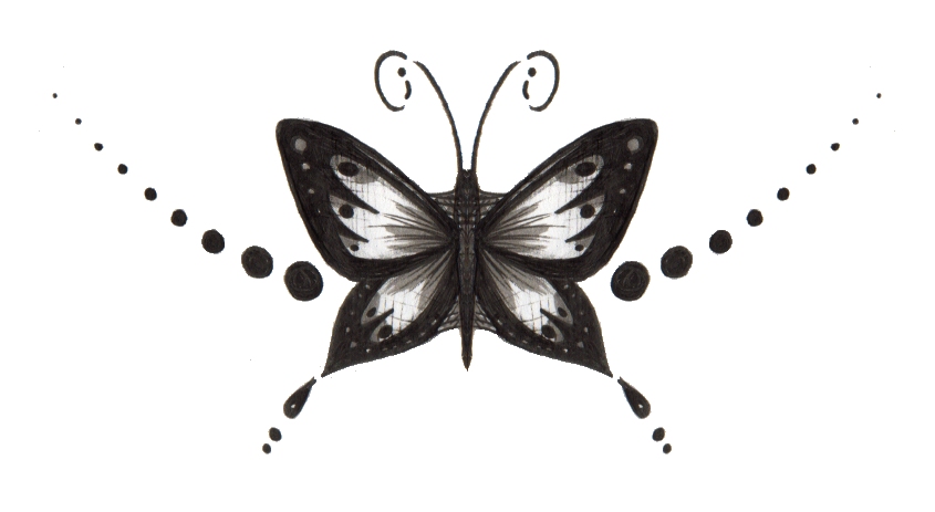 Grey Ink Butterfly Tattoo Design