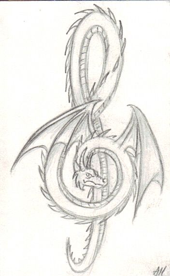 Grey Ink Flying Dragon Tattoo Design