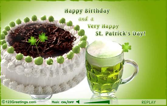Happy Birthday And A Very Happy Saint Patrick's Day Greeting Card