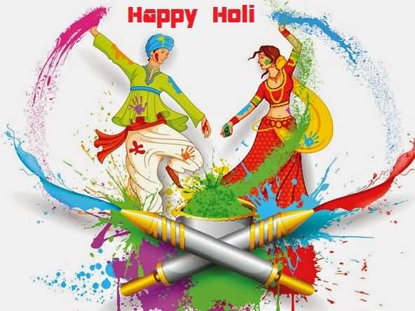 Happy Holi 2017 Dancing Couple Pictures