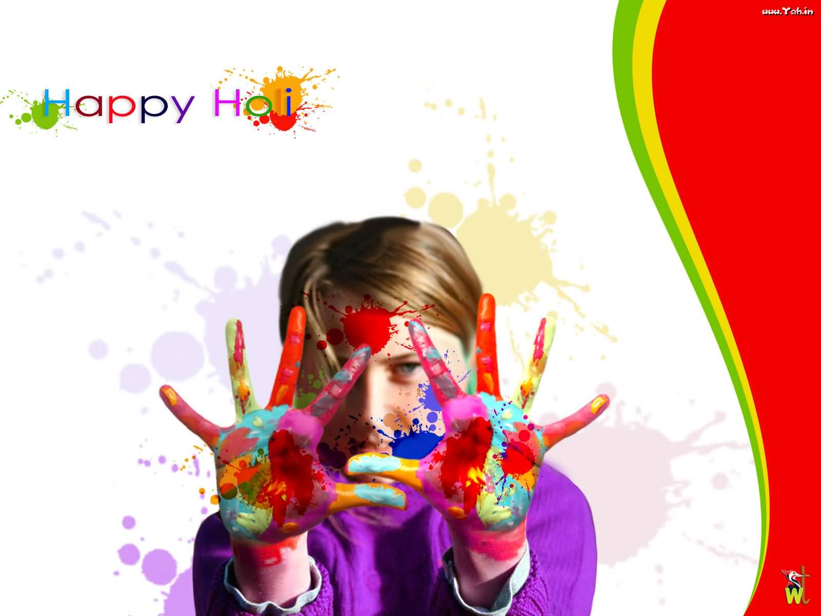 Happy Holi 2017 Girl With Colorful Hands Picture