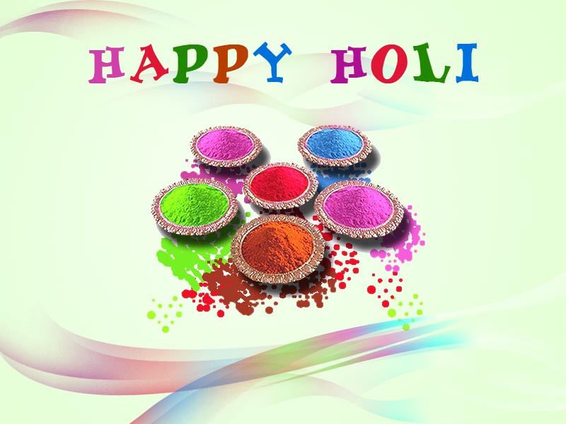 Happy Holi Colors In Plates Card